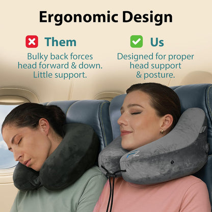 Joyorval Hooded Travel Pillow H Shaped Inflatable Neck Pillow