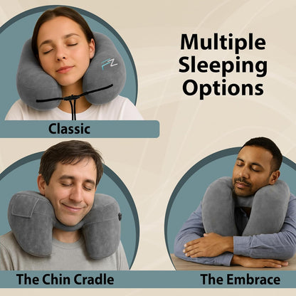 Joyorval Hooded Travel Pillow H Shaped Inflatable Neck Pillow