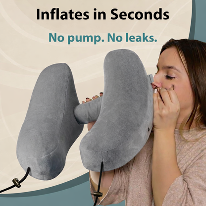 Joyorval Hooded Travel Pillow H Shaped Inflatable Neck Pillow